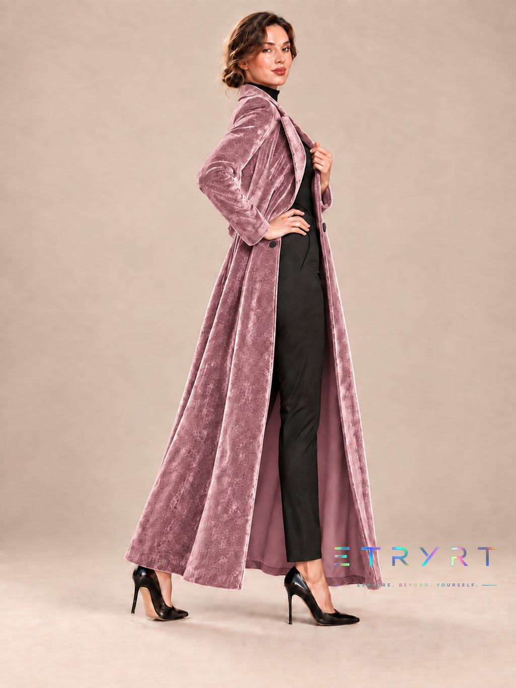 Beatrice | Cappotto lungo aperto in velluto