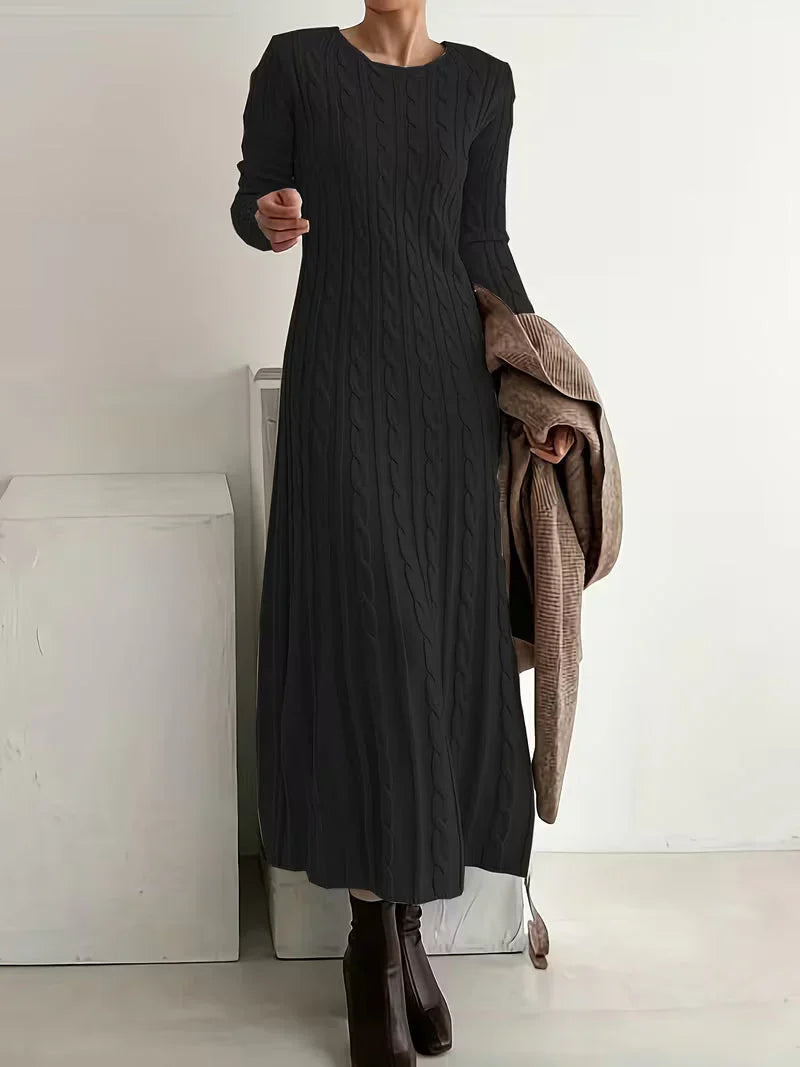 Jimena - Elegante abito lungo in maglia a trecce