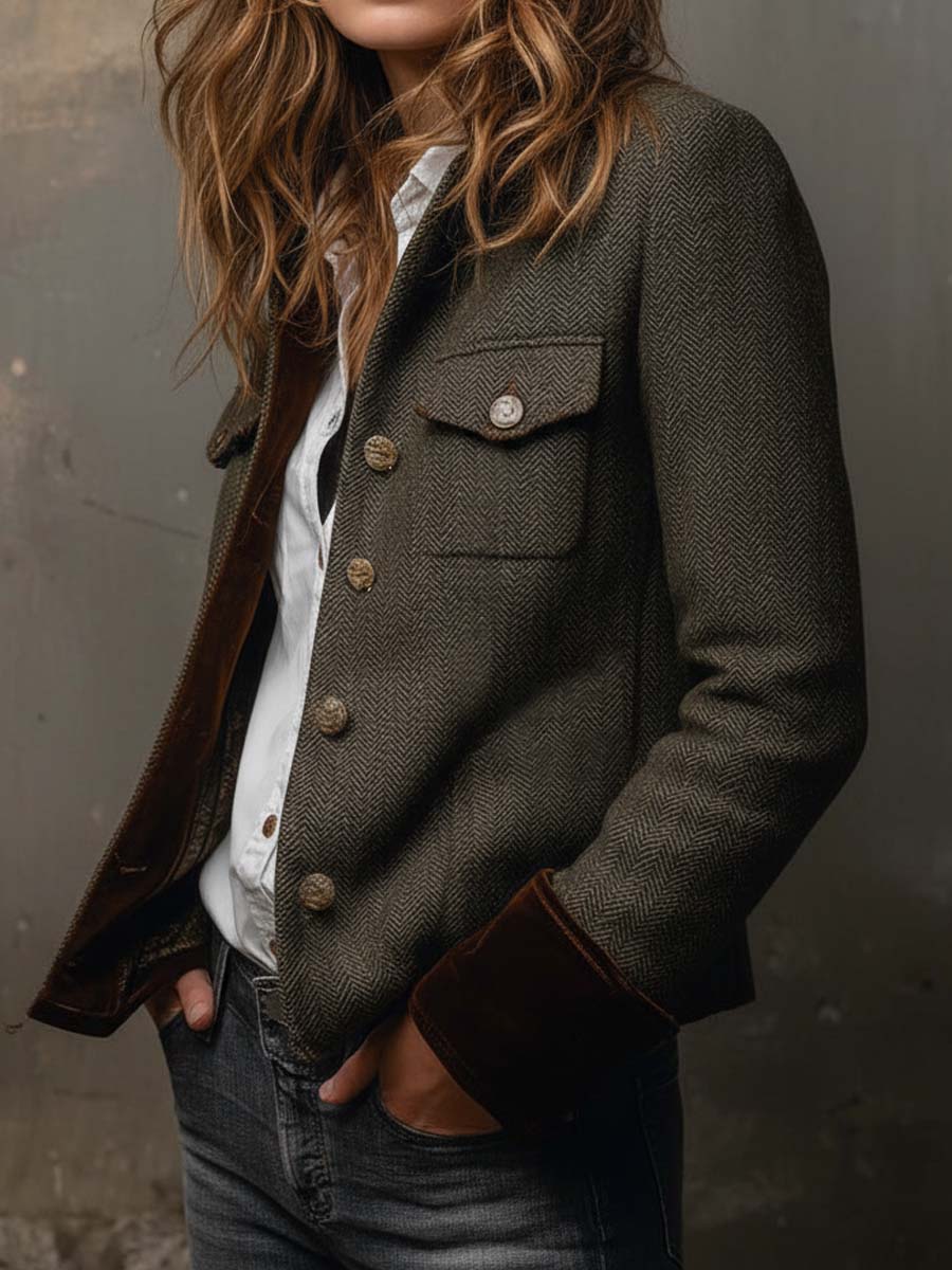 Vittoria - Blazer in Twill con Profili a Contrasto