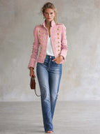 Marion | Giacca in denim in stile militare con bottoni dorati