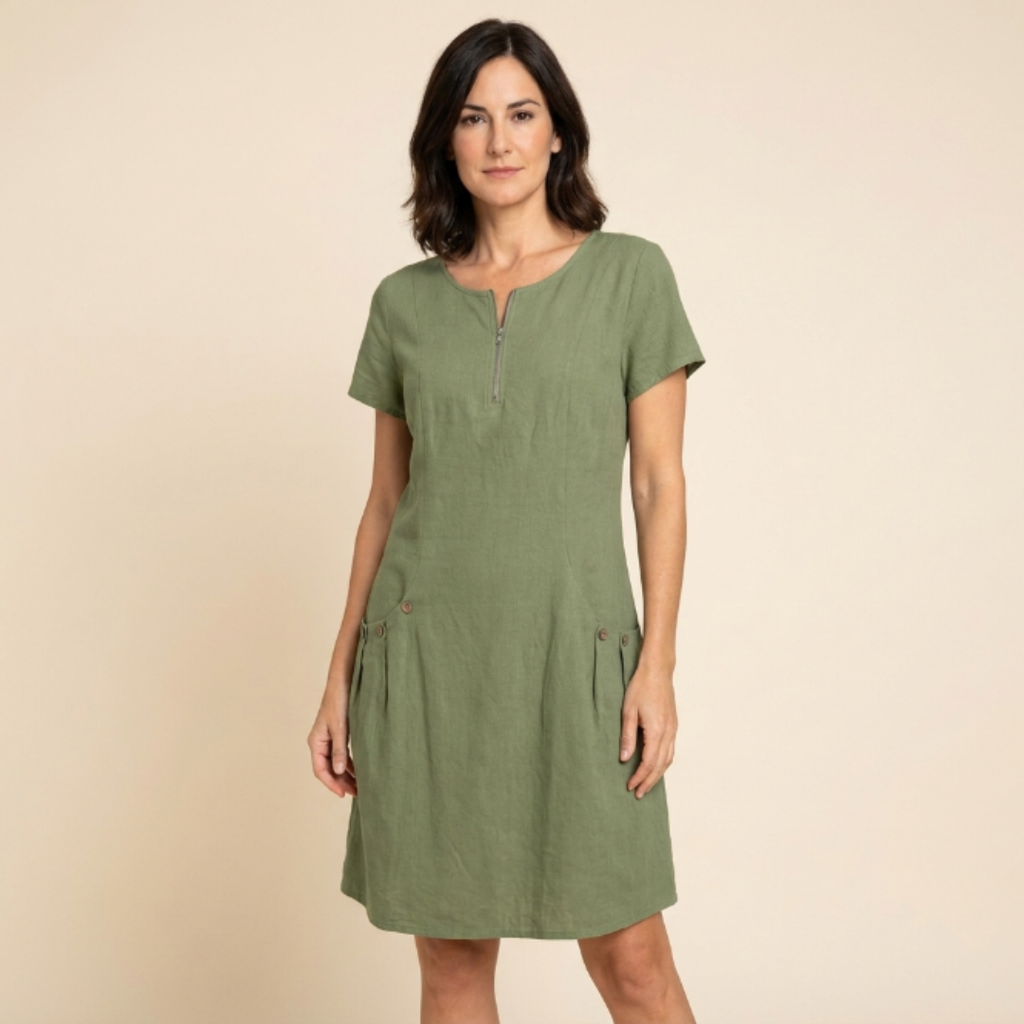 Mireia - Vestito con cerniera e tasche con bottoni