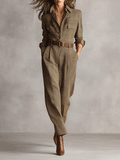 Celia | Tuta marrone con dettagli raffinati