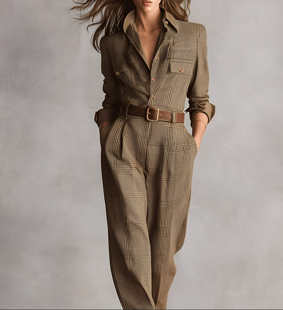 Celia | Tuta marrone con dettagli raffinati
