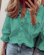 Carla - Blusa dalla vestibilità ampia con volant e maniche a sbuffo