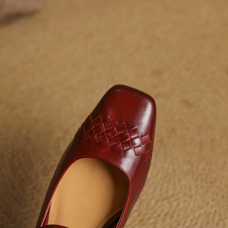 Vera | Ballerine Mary Jane a punta quadrata con dettagli intrecciati