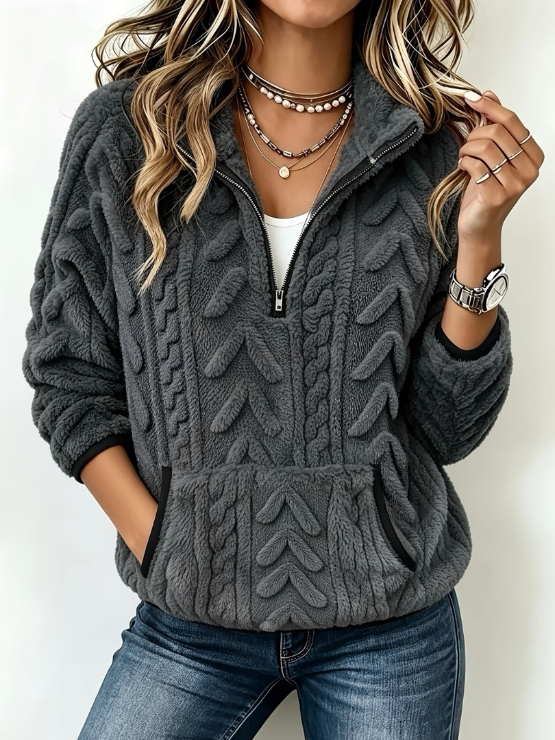 Mirella | Morbido maglione da donna con mezza zip