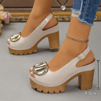 Eva - Sandali peep toe con tacco largo e fibbia metallica
