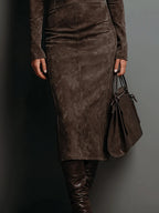 Lorena | Abito midi lungo marrone