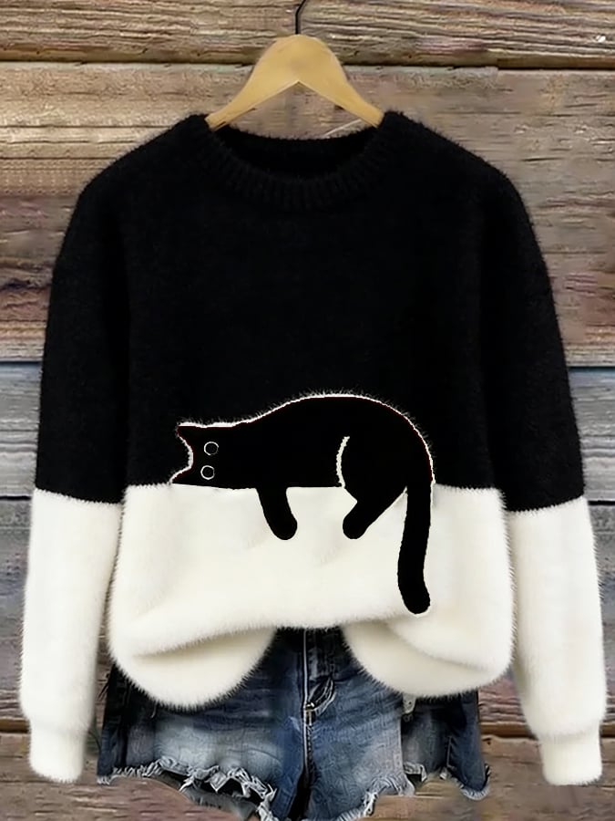 Elegante maglione con gatti