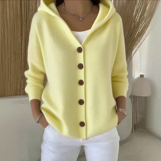DARIA™ | CARDIGAN IN MAGLIA CON CAPPUCCIO E BOTTONI