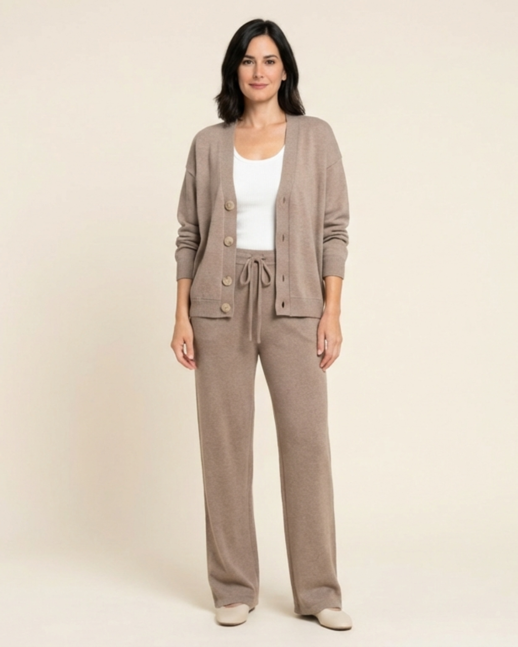 Amelia - Completo cardigan e pantaloni in maglia