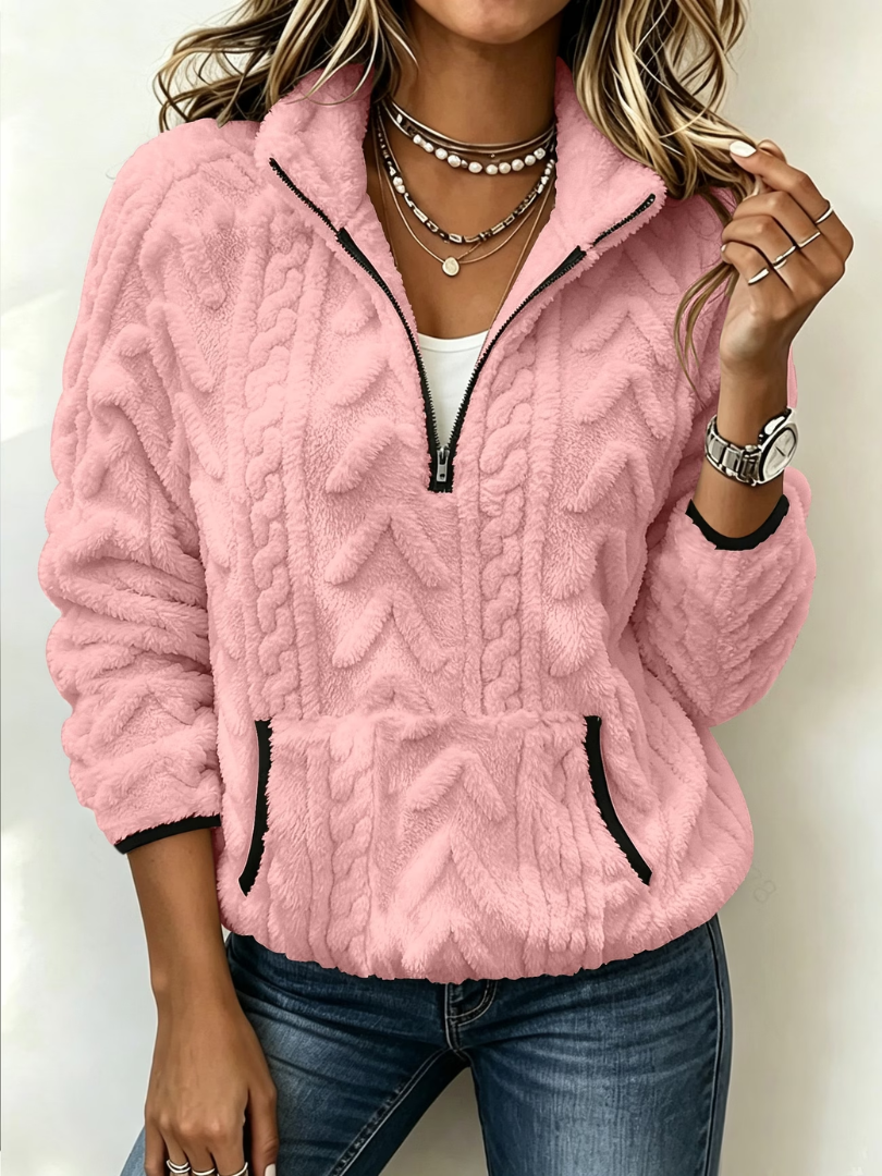 Mirella | Morbido maglione da donna con mezza zip