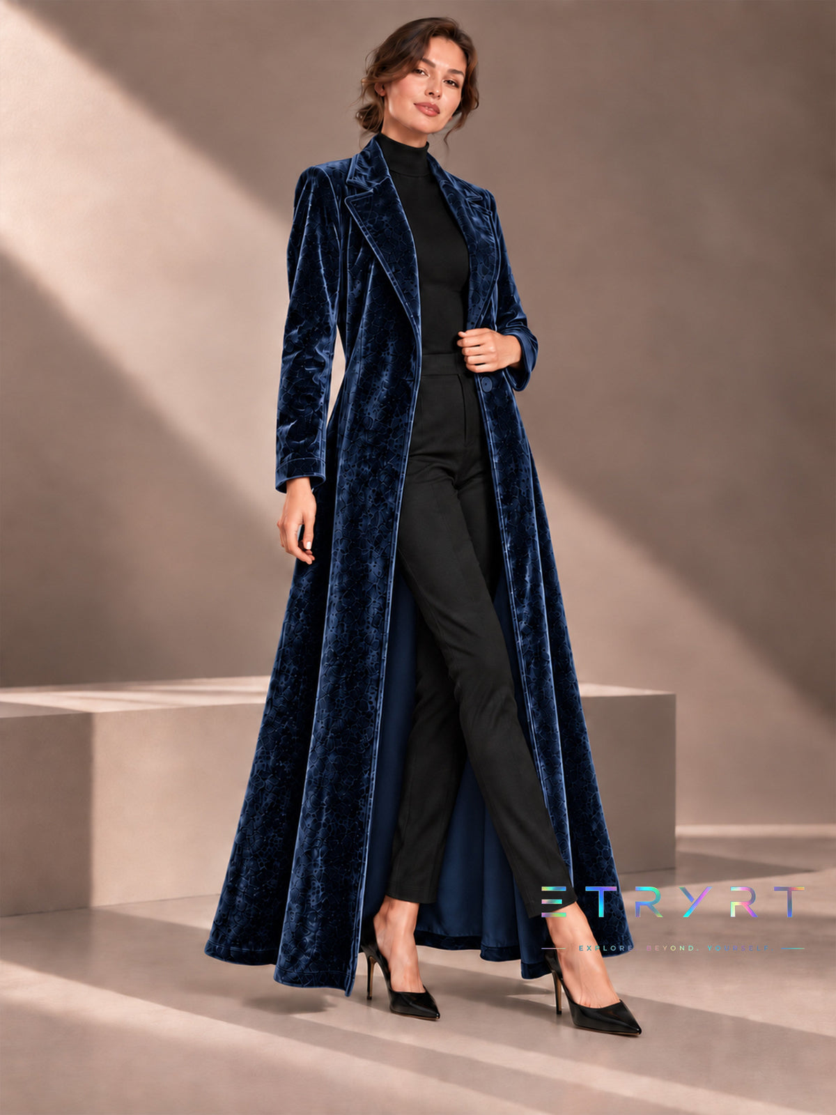 Beatrice | Cappotto lungo aperto in velluto