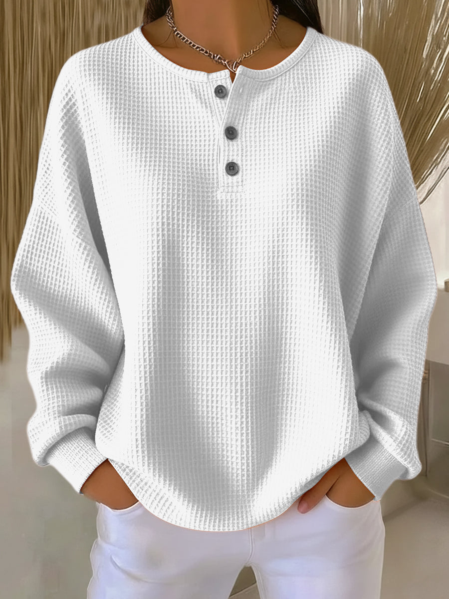 MIRELLA™ | FELPA HENLEY WAFFLE ACCOGLIENTE
