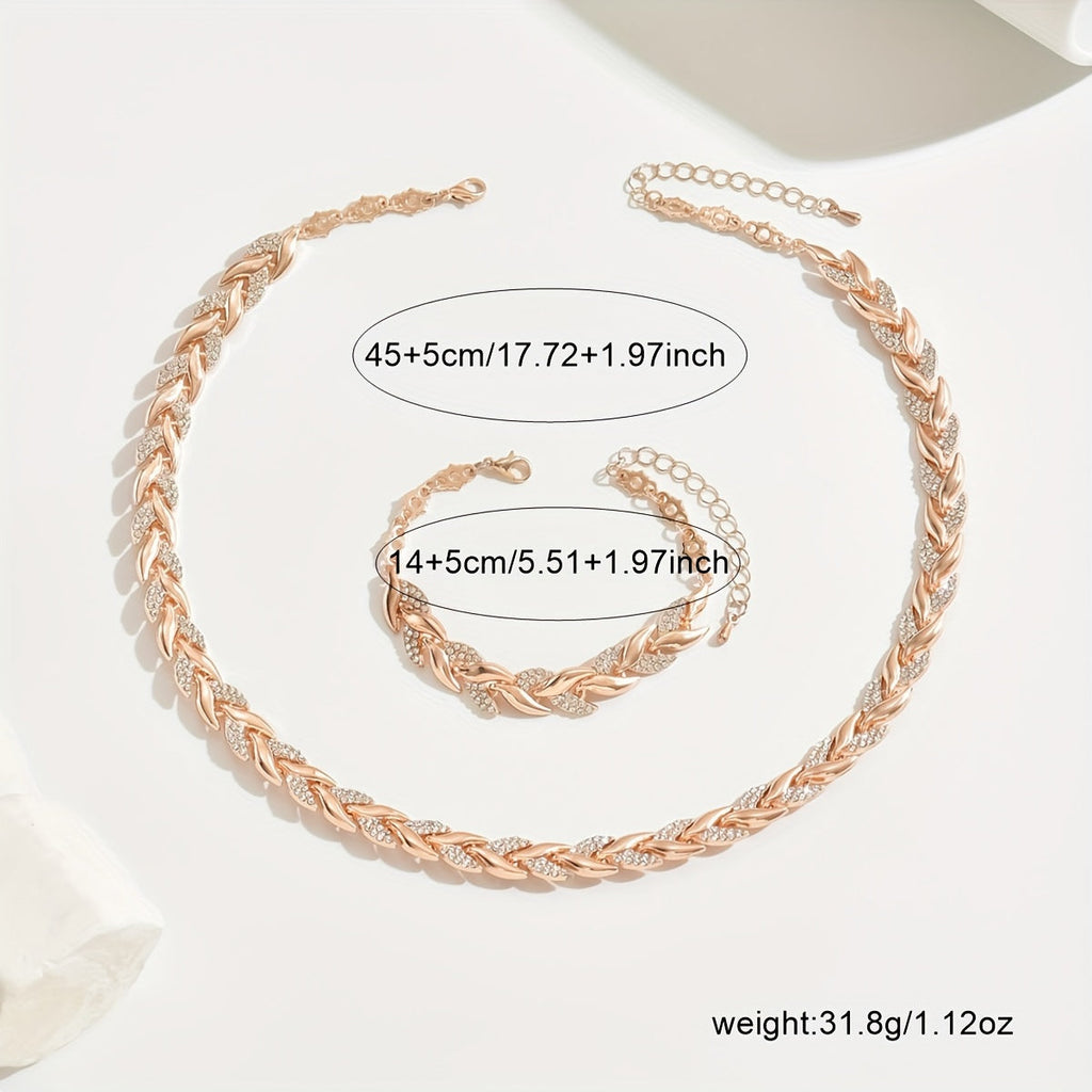 Berta – Set di gioielli a spiga con cristalli