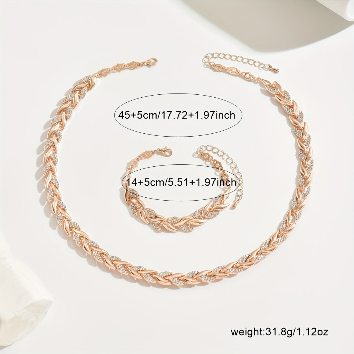 Berta – Set di gioielli a spiga con cristalli