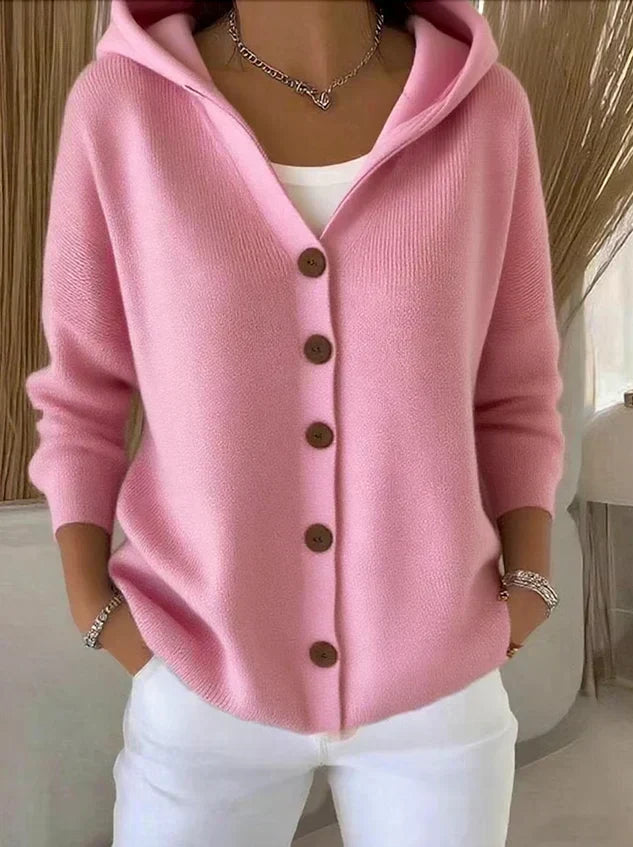 DARIA™ | CARDIGAN IN MAGLIA CON CAPPUCCIO E BOTTONI