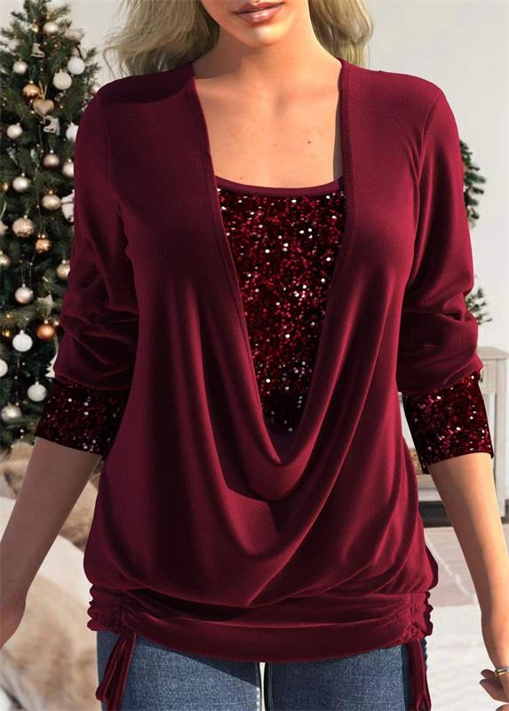 Aurora - Blusa a maniche lunghe con paillettes
