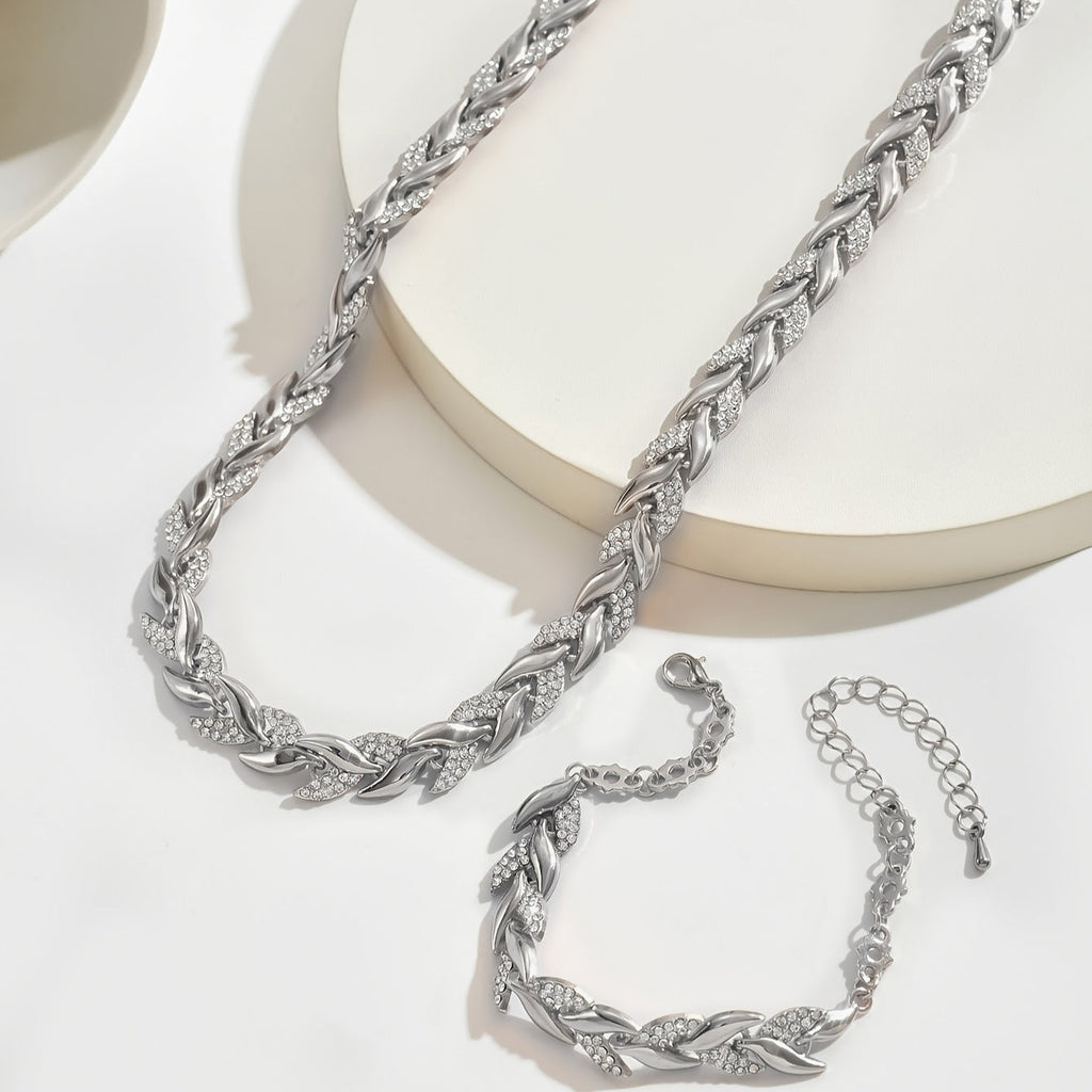 Berta – Set di gioielli a spiga con cristalli