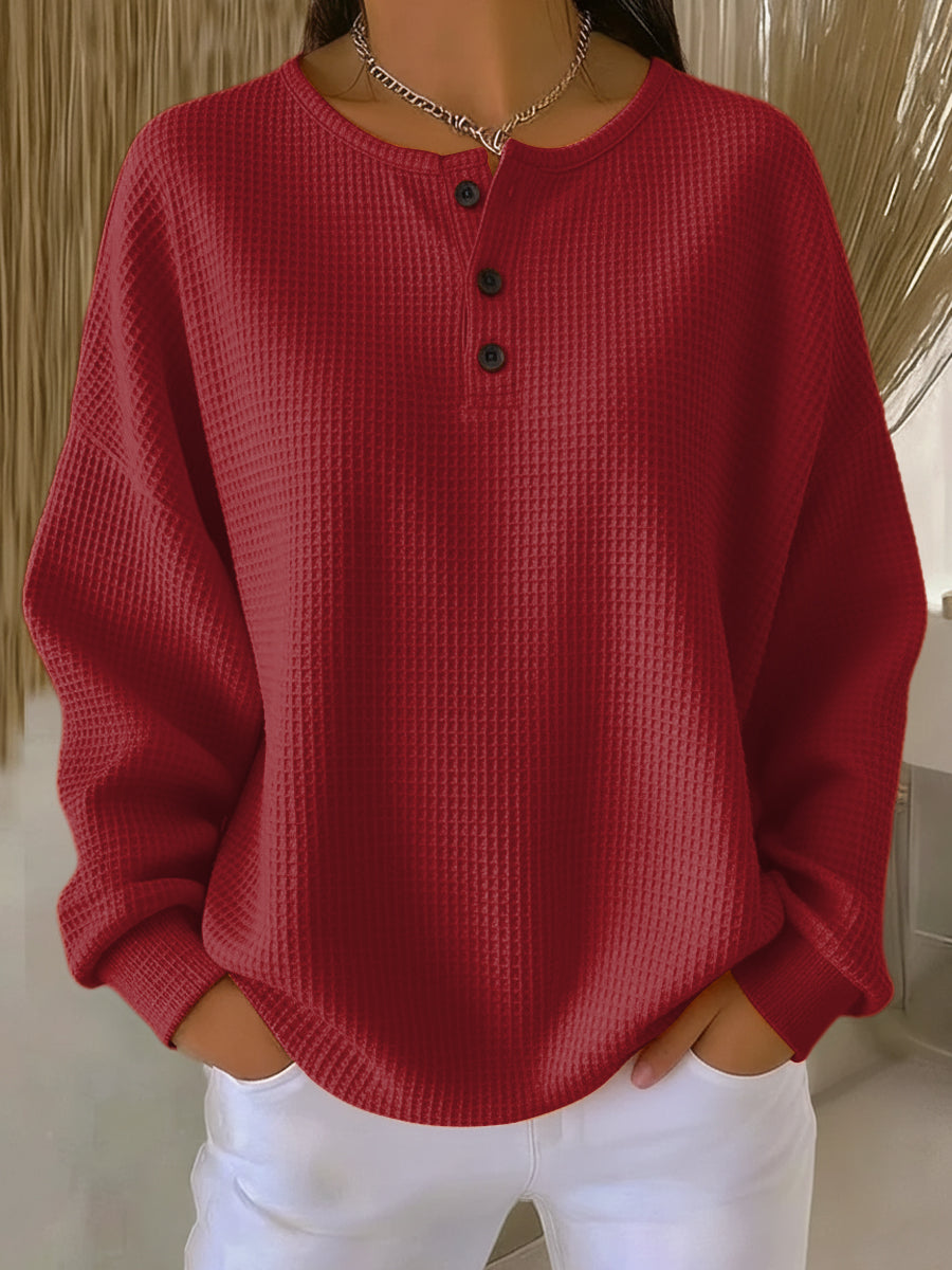 MIRELLA™ | FELPA HENLEY WAFFLE ACCOGLIENTE
