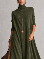 Ludovica | Abito lungo vintage effetto camoscio con pizzo