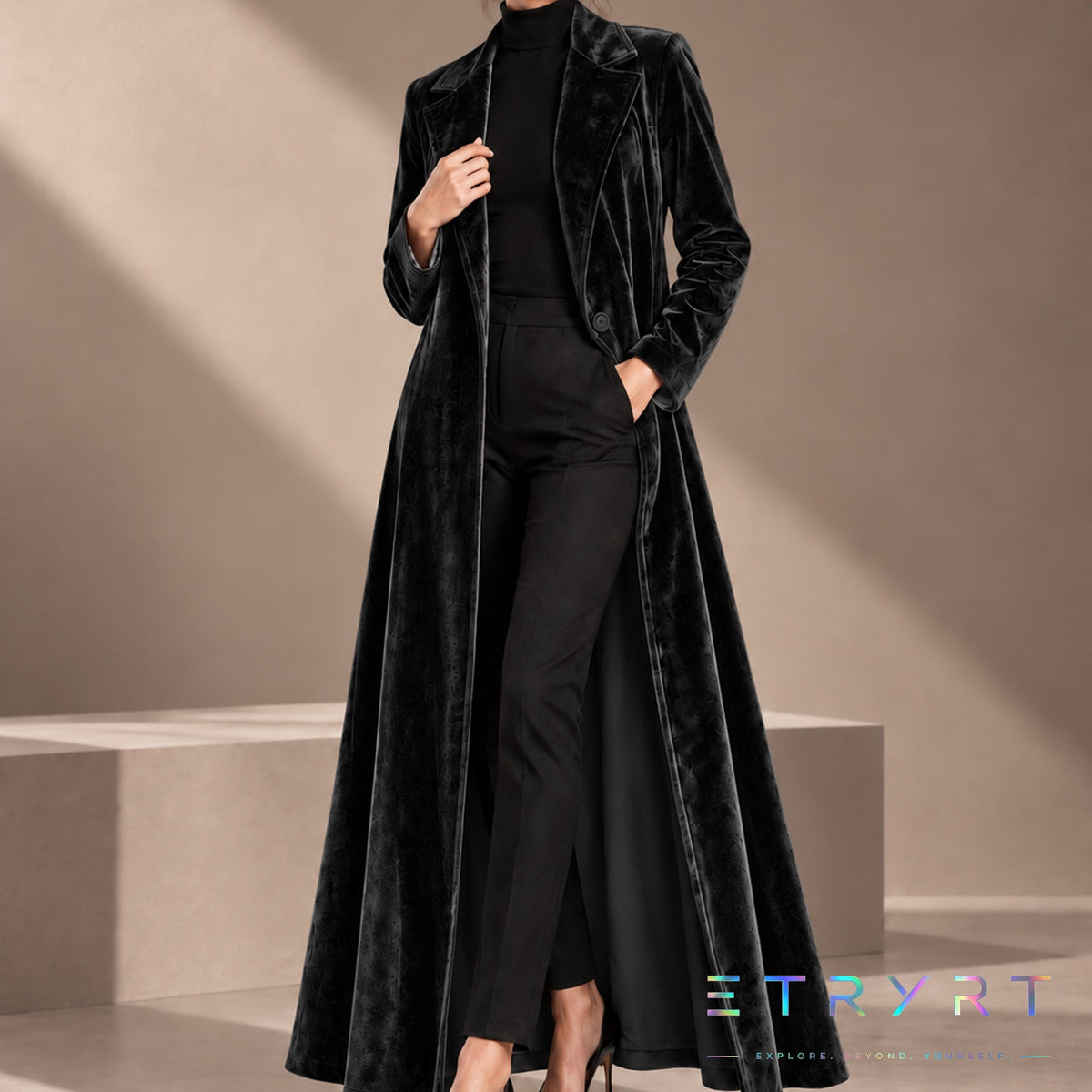 Beatrice | Cappotto lungo aperto in velluto