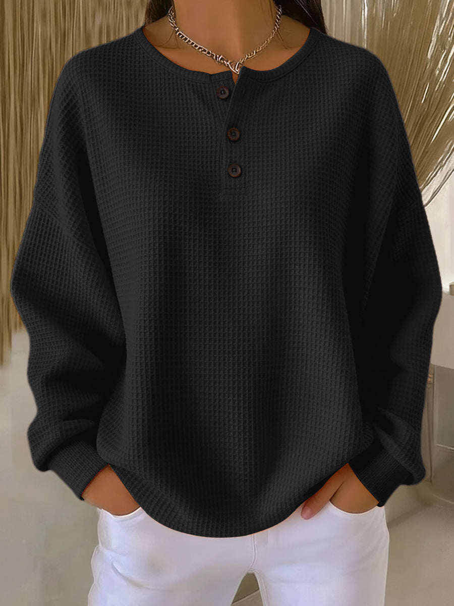 MIRELLA™ | FELPA HENLEY WAFFLE ACCOGLIENTE
