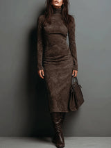 Lorena | Abito midi lungo marrone