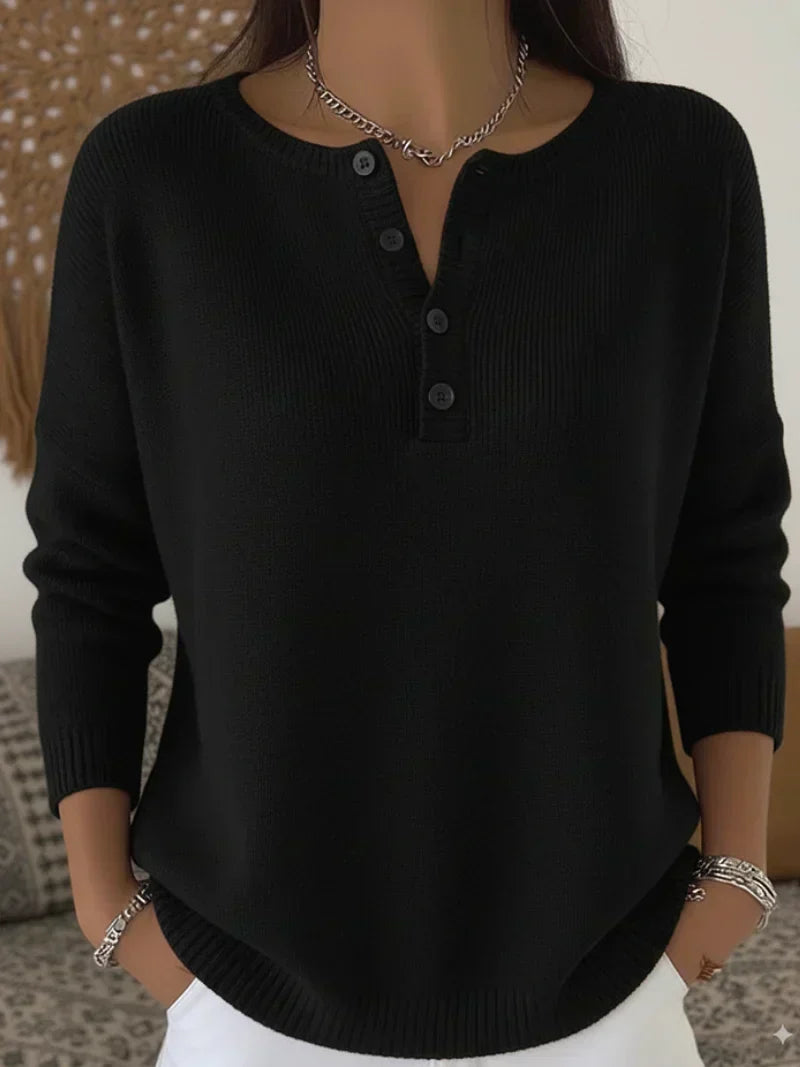 ELENA™ | MAGLIONE HENLEY IN MAGLIA CON BOTTONI