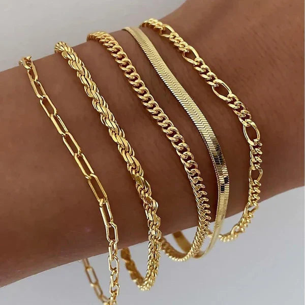 Emilia – Set di 5 bracciali dorati