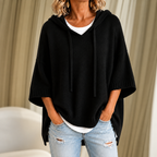 Oriana | Poncho in maglia con cappuccio e maniche a tre quarti