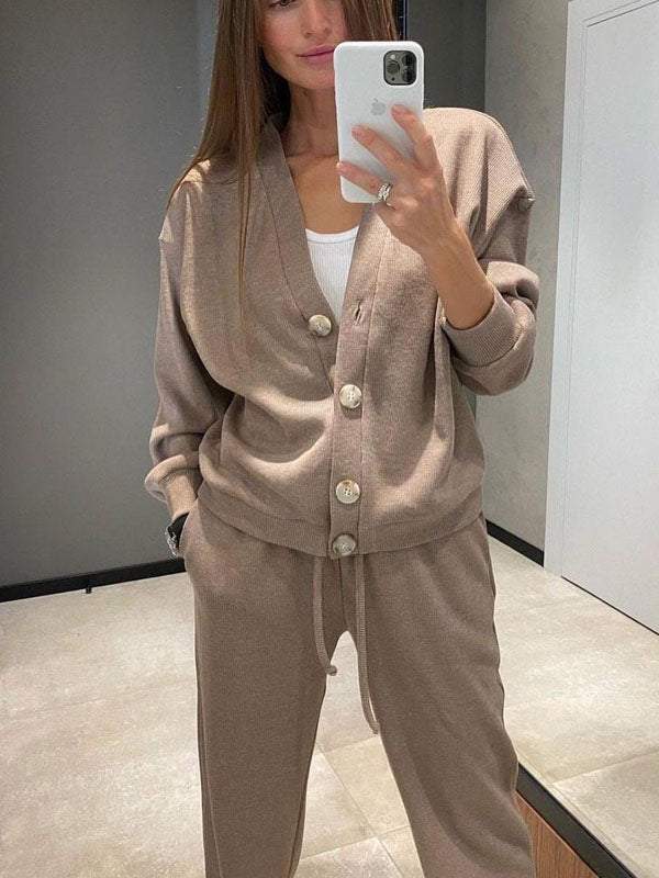 Amelia - Completo cardigan e pantaloni in maglia