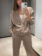 Amelia - Completo cardigan e pantaloni in maglia