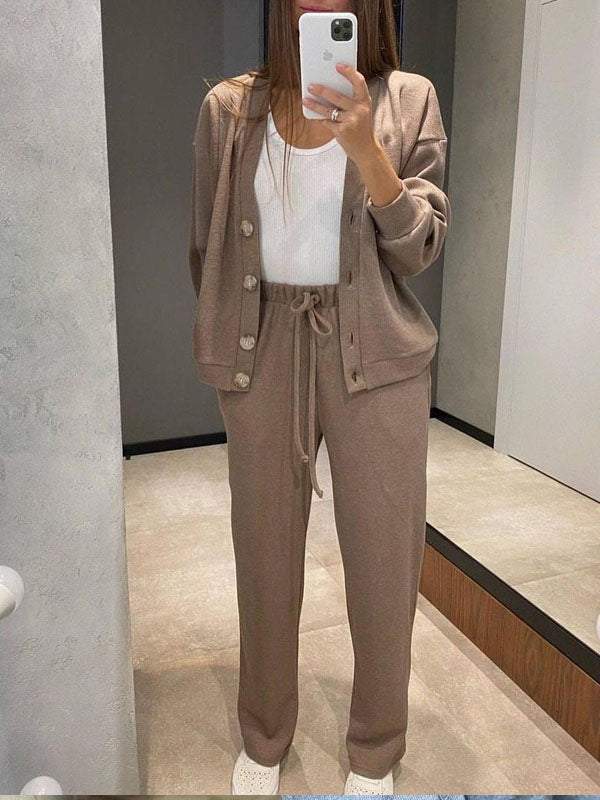 Amelia - Completo cardigan e pantaloni in maglia