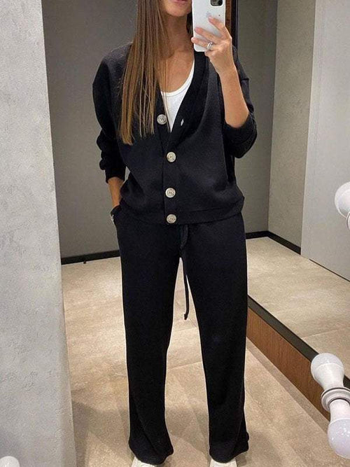 Amelia - Completo cardigan e pantaloni in maglia