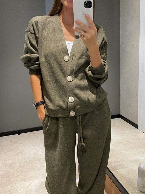 Amelia - Completo cardigan e pantaloni in maglia