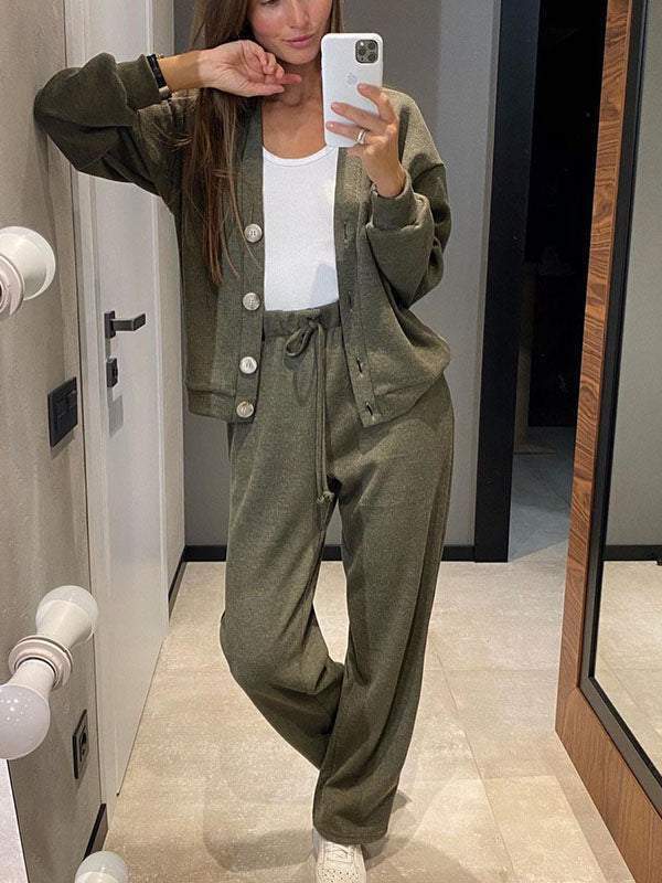 Amelia - Completo cardigan e pantaloni in maglia