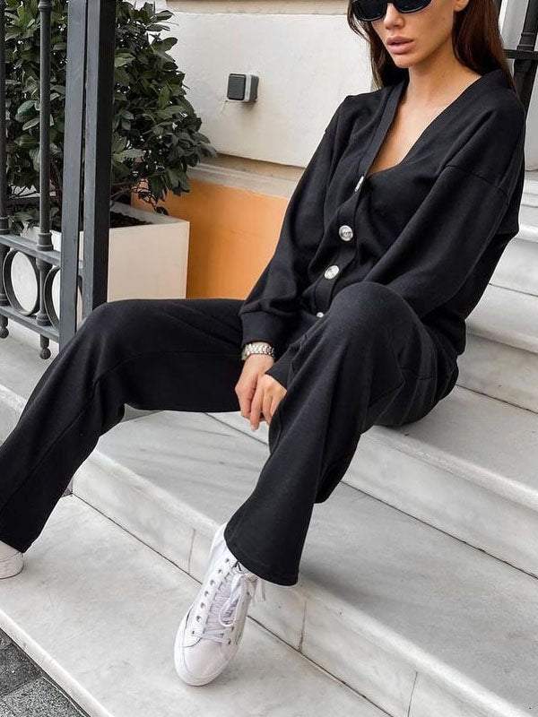 Amelia - Completo cardigan e pantaloni in maglia