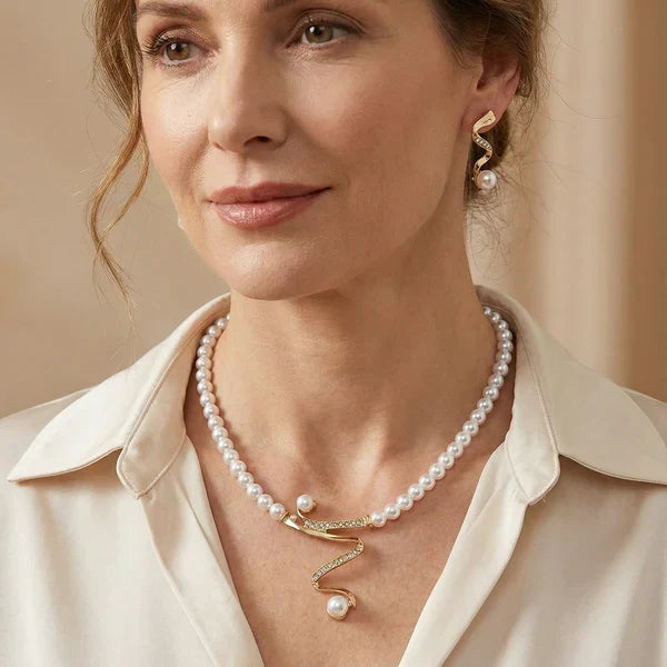 Alma – Set di collana e orecchini con perle naturali