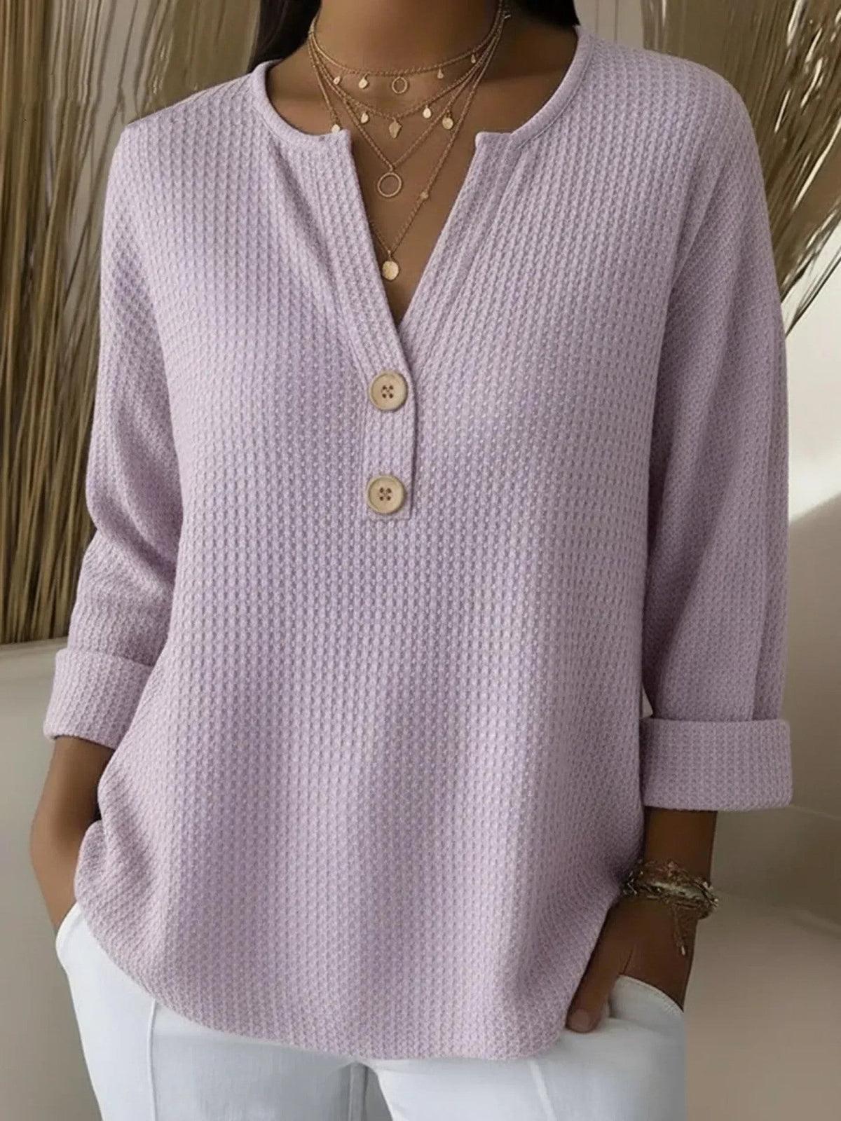 LUCINDA™ | MAGLIA HENLEY CON BOTTONI