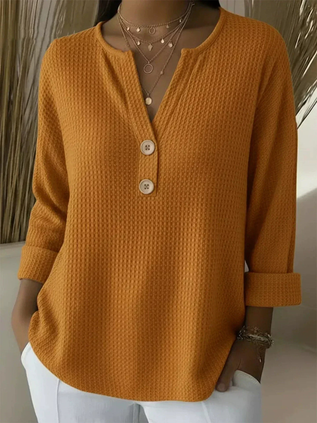 LUCINDA™ | MAGLIA HENLEY CON BOTTONI