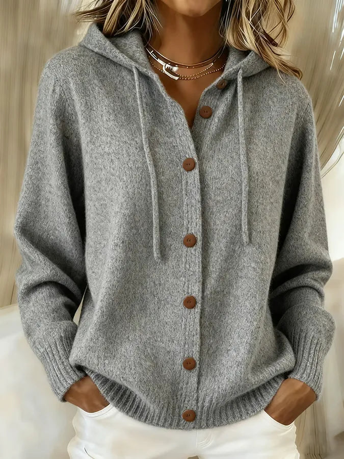 BRENDA™ | CARDIGAN ACCOGLIENTE CON BOTTONI E CAPPUCCIO