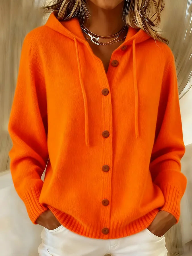 BRENDA™ | CARDIGAN ACCOGLIENTE CON BOTTONI E CAPPUCCIO