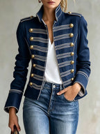 Marion | Giacca in denim in stile militare con bottoni dorati