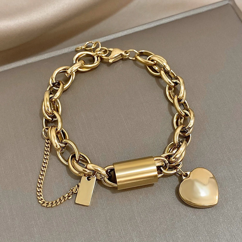 Giada – Bracciale con ciondolo a cuore dorato