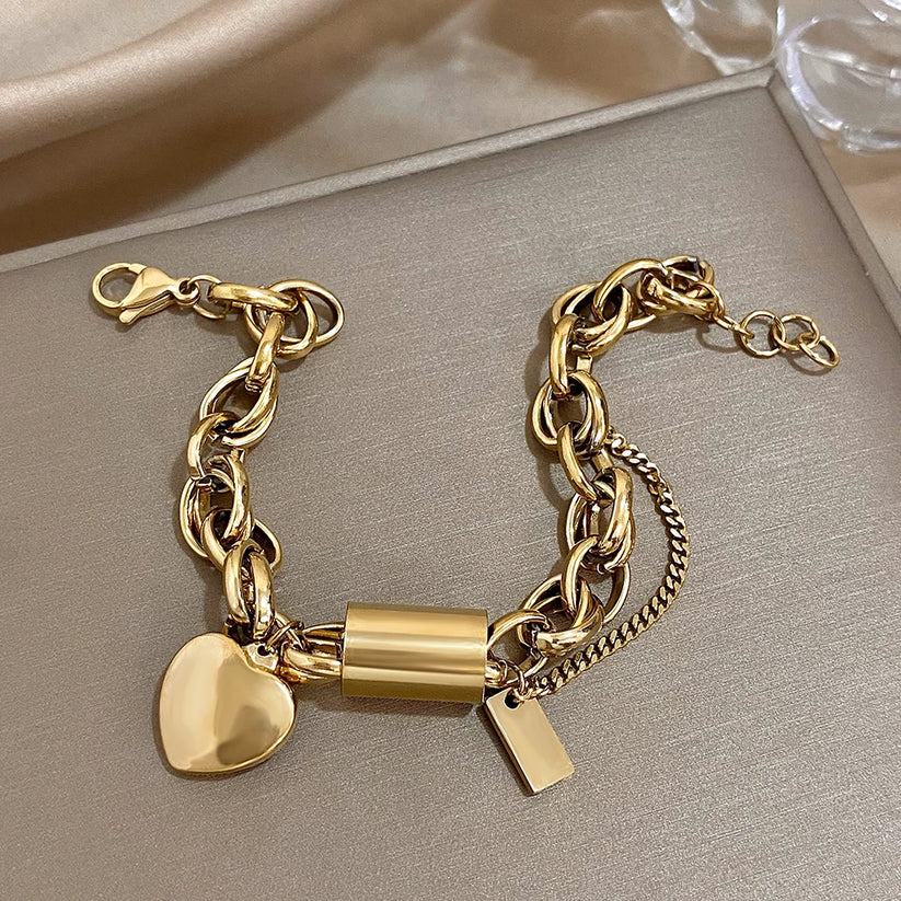 Giada – Bracciale con ciondolo a cuore dorato
