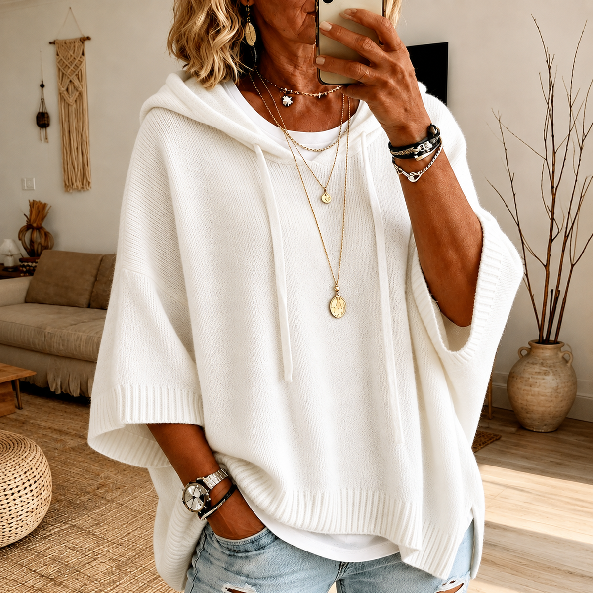 Océane - Poncho con Cappuccio