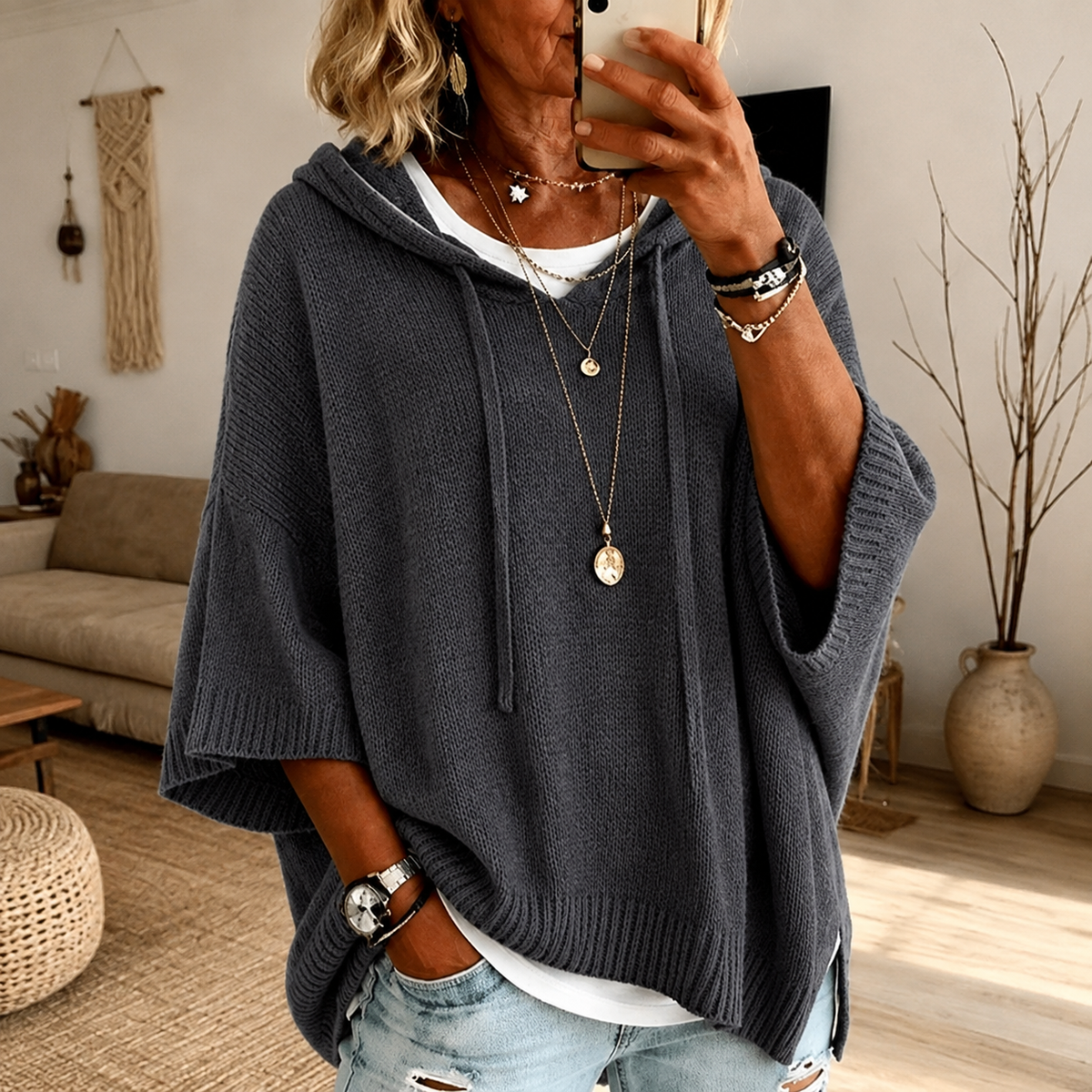 Océane - Poncho con Cappuccio