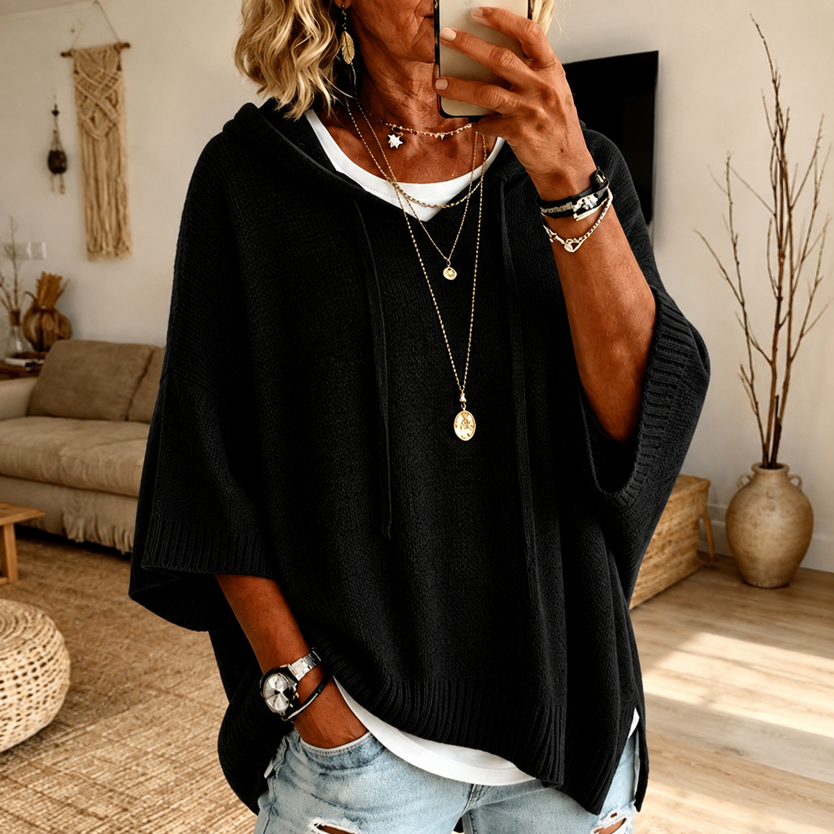 Océane - Poncho con Cappuccio