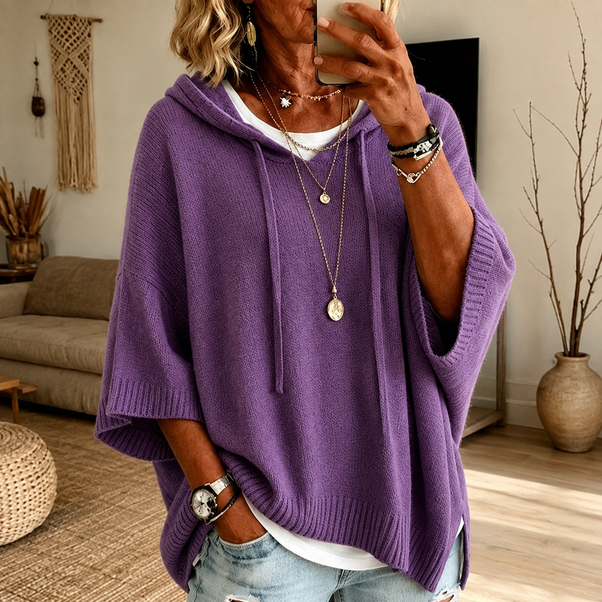 Océane - Poncho con Cappuccio